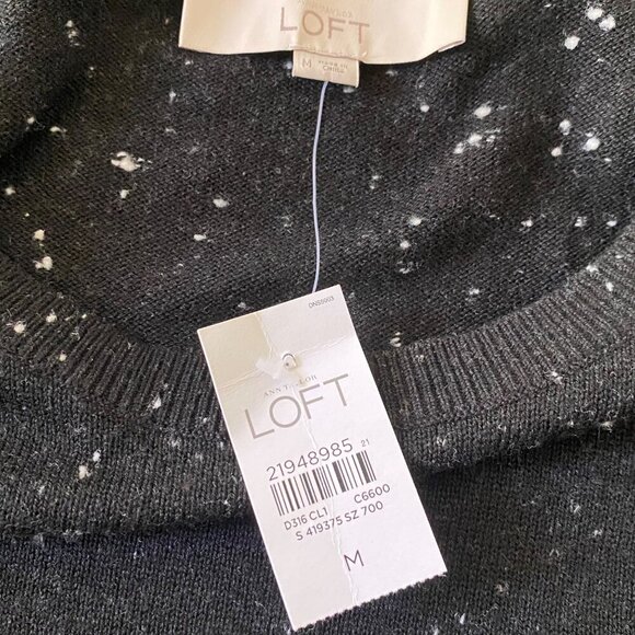 Loft NWT $89 Black Mixed Media Pullover Sweater Dress, 3/4-Sleeve Women's Size M - Picture 9 of 12